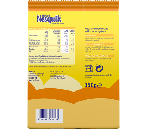 Nesquik Plátano trasera